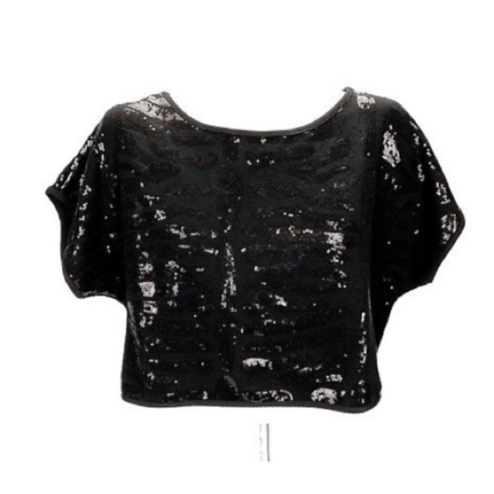 Sequin black crop top
